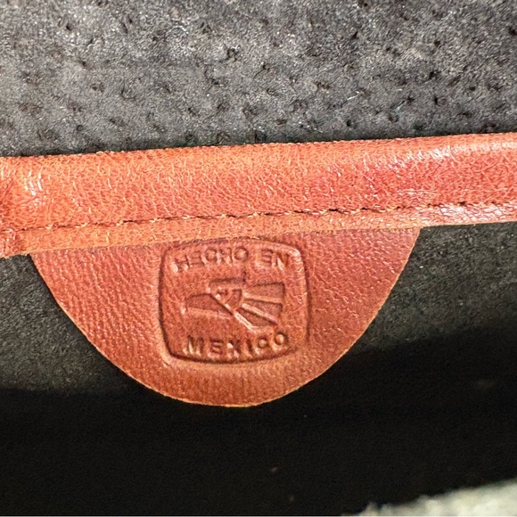 Vintage Handmade Mexico Tooled Leather Floral Boho Bag Purse Butterflies Rose - Picture 12 of 16